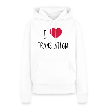 traducteur / traduction / traductrice / traduire - Sweat à capuche Premium bio Femme - blanc - Devant - Julia (174cm)