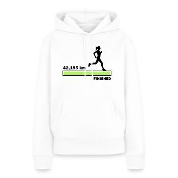 42.195 km finished - Women’s Premium Organic Hoodie - white - Front - Julia (174cm)