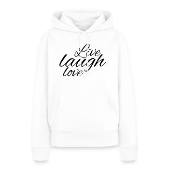 Vivre l’amour du rire - Sweat à capuche Premium bio Femme - blanc - Devant - Julia (174cm)