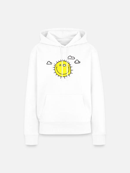 Sonne mit Wolken - Frauen Premium Bio Hoodie - Weiß