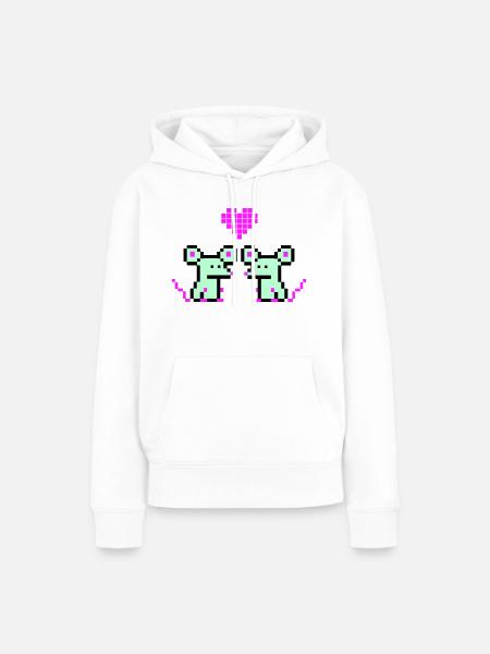 pixel mäuse - Frauen Premium Bio Hoodie - Weiß
