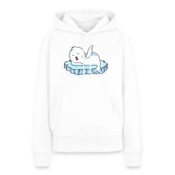 Phoque banquise - Sweat à capuche Premium bio Femme - blanc - Devant - Julia (174cm)
