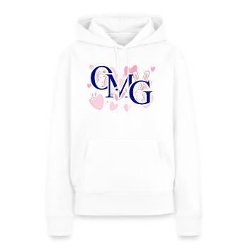 Omg rose - Sweat à capuche Premium bio Femme - blanc - Devant - Julia (174cm)
