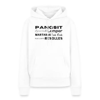 INDONET Indo Snacks - Sweat à capuche Premium bio Femme - blanc - Devant - Julia (174cm)