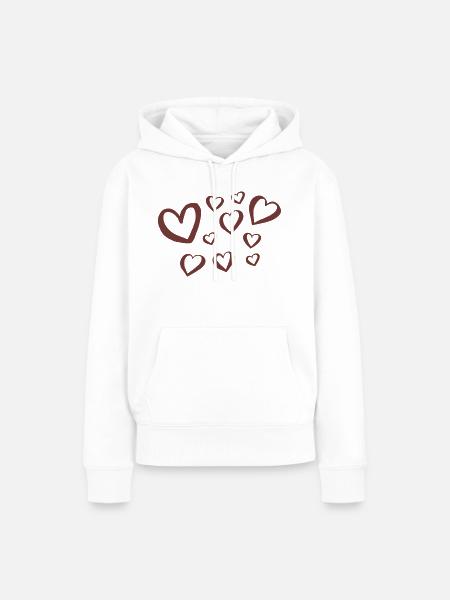 Herzen - Frauen Premium Bio Hoodie - Weiß
