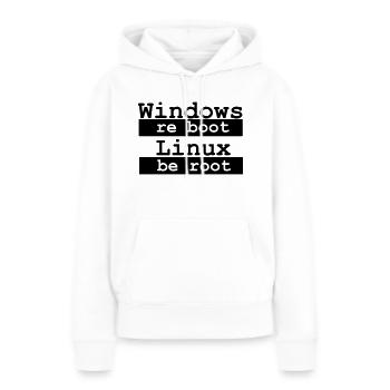 Windows RE démarrage - Linux soit racine - Sweat à capuche Premium bio Femme - blanc - Devant - Julia (174cm)