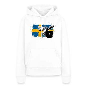 Sweden - Moose & Flag - Frauen Premium Bio Hoodie - Weiß - Vorne - Julia (174cm)