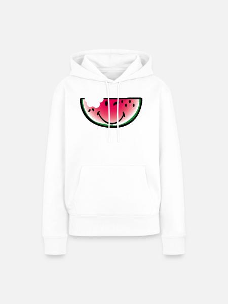 Smiley Watermelon - Frauen Premium Bio Hoodie - Weiß