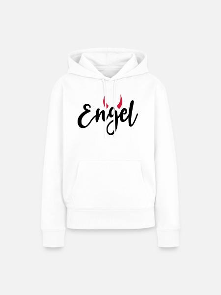 Kleiner Engel + Teufel Hörner launisch lieb frech - Frauen Premium Bio Hoodie - Weiß
