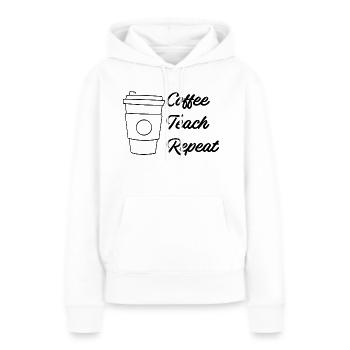 Café Enseigner répéter - Sweat à capuche Premium bio Femme - blanc - Devant - Julia (174cm)