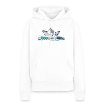 Bateau en papier avec coeur vacances à la mer - Sweat à capuche Premium bio Femme - blanc - Devant - Julia (174cm)
