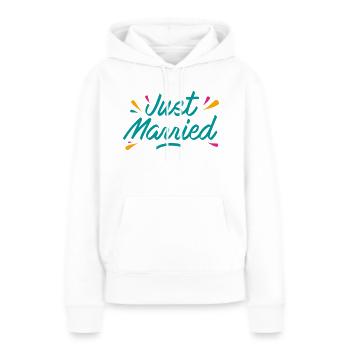 Just married - Sweat à capuche Premium bio Femme - blanc - Devant - Julia (174cm)