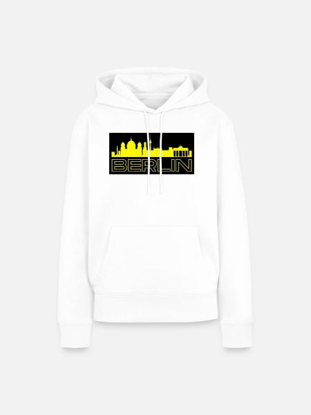 Berlin - mit Skyline in gelb - Frauen Premium Bio Hoodie - Weiß
