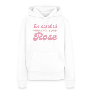 Octobre Rose Mois Cancer Sein - Sweat à capuche Premium bio Femme - blanc - Devant - Julia (174cm)