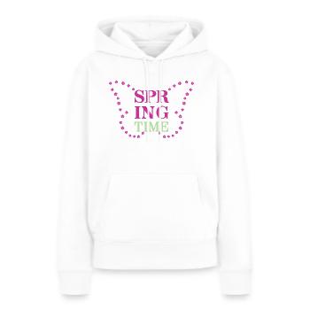 Printemps - Le printemps est là ! - Sweat à capuche Premium bio Femme - blanc - Devant - Julia (174cm)