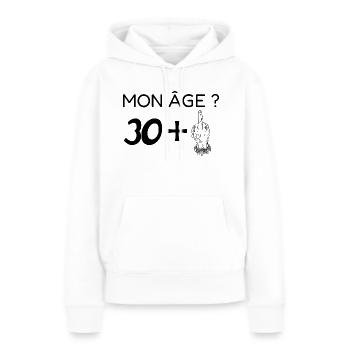 mon âge 31 - Sweat à capuche Premium bio Femme - blanc - Devant - Julia (174cm)