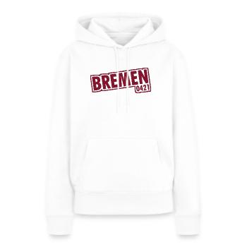 Brême - 0421 - Indicatif régional - Sweat à capuche Premium bio Femme - blanc - Devant - Julia (174cm)