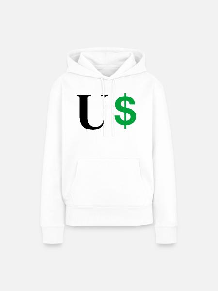 Buchstabe u Dollar - Frauen Premium Bio Hoodie - Weiß