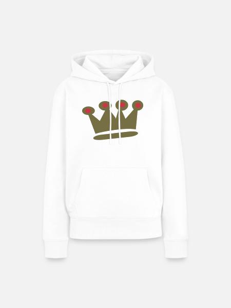Krone mit Rubinen - Frauen Premium Bio Hoodie - Weiß