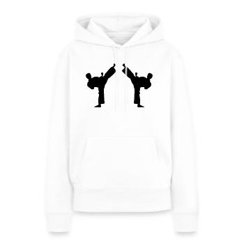 high kicks - Sweat à capuche Premium bio Femme - blanc - Devant - Julia (174cm)