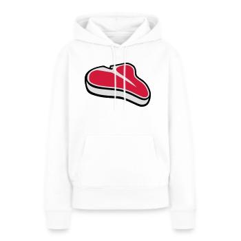 Steak - Sweat à capuche Premium bio Femme - blanc - Devant - Julia (174cm)
