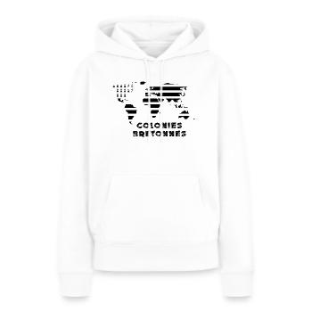 Bretagne colonies - Sweat à capuche Premium bio Femme - blanc - Devant - Julia (174cm)
