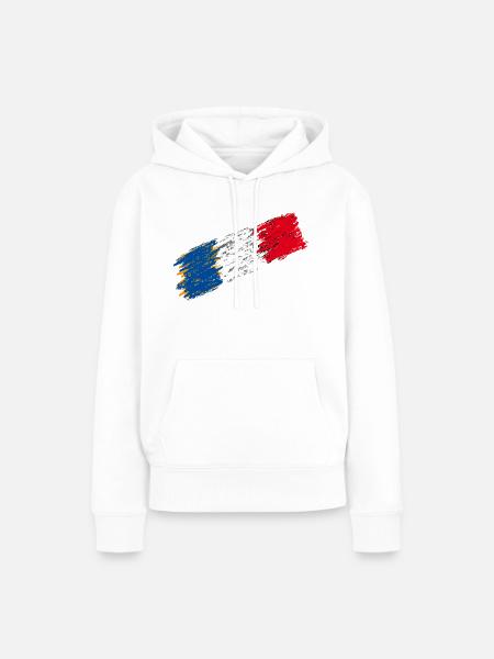 Frankreich Flagge - KURSIV - Frauen Premium Bio Hoodie - Weiß