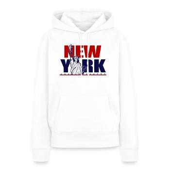 NEW YORK Liberty - Frauen Premium Bio Hoodie - Weiß - Vorne - Julia (174cm)
