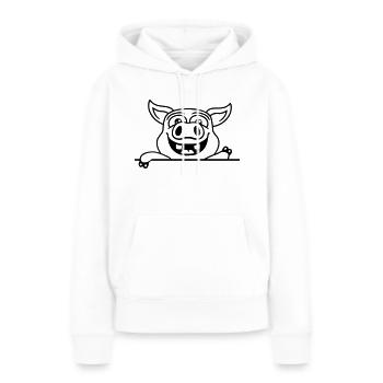 Sympathique cochon d’écurie ondulant - Sweat à capuche Premium bio Femme - blanc - Devant - Julia (174cm)