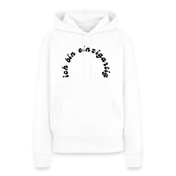 einzigartig - Frauen Premium Bio Hoodie - Weiß - Vorne - Julia (174cm)
