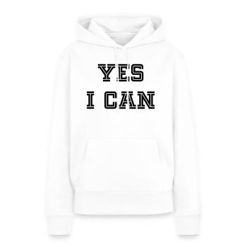 YES I CAN - Frauen Premium Bio Hoodie - Weiß - Vorne - Julia (174cm)