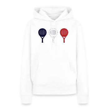PADEL Blau Weiß Rot - Frauen Premium Bio Hoodie - Weiß - Vorne - Julia (174cm)