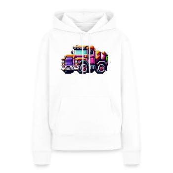 Der Pixel Truck Nr. 1 - Frauen Premium Bio Hoodie - Weiß - Vorne - Julia (174cm)