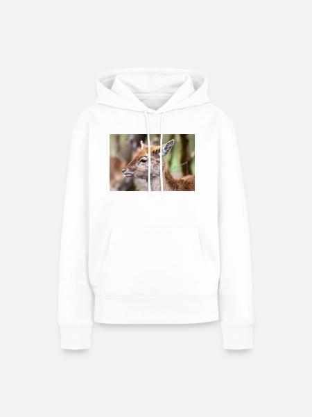 Damhirsch Damwild Dama - Frauen Premium Bio Hoodie - Weiß