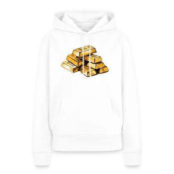 Lingots d’or - style de vie et réussite financière - Sweat à capuche Premium bio Femme - blanc - Devant - Julia (174cm)