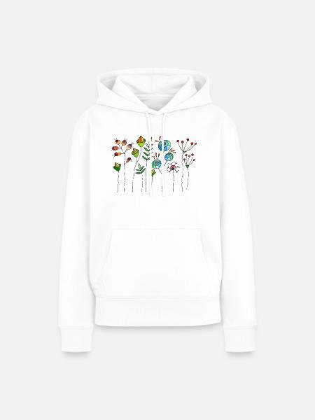 Blumen - Frauen Premium Bio Hoodie - Weiß