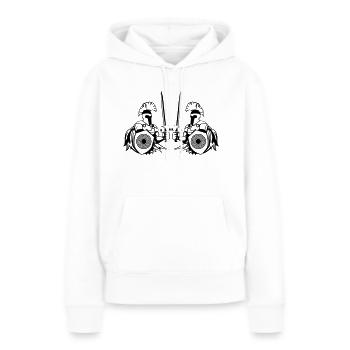 Spartiates - Sweat à capuche Premium bio Femme - blanc - Devant - Julia (174cm)