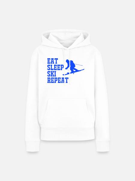 SKI EAT SLEEP REPEAT - Frauen Premium Bio Hoodie - Weiß