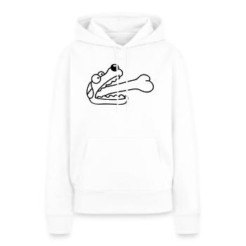 Hund Gierig Hungrig Großer Knochen Verschluckt - Frauen Premium Bio Hoodie - Weiß - Vorne - Julia (174cm)