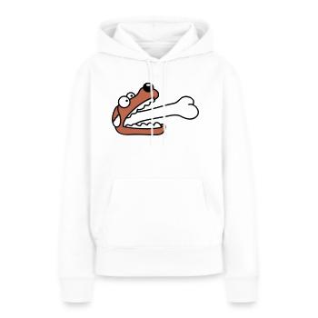 Hund Gierig Hungrig Großer Knochen Verschluckt - Frauen Premium Bio Hoodie - Weiß - Vorne - Julia (174cm)