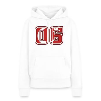 Ankara - Sweat à capuche Premium bio Femme - blanc - Devant - Julia (174cm)