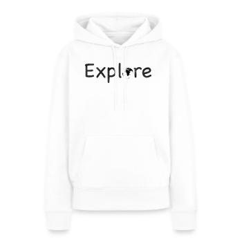 Explore - Sweat à capuche Premium bio Femme - blanc - Devant - Julia (174cm)