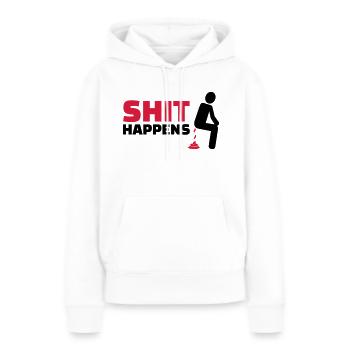 Shit happens - Sweat à capuche Premium bio Femme - blanc - Devant - Julia (174cm)