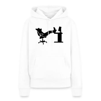 Bureau - Sweat à capuche Premium bio Femme - blanc - Devant - Julia (174cm)