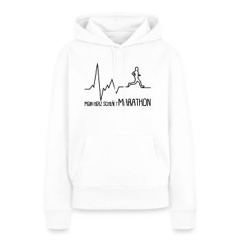 mein herz schlägt marathon - Frauen Premium Bio Hoodie - Weiß - Vorne - Julia (174cm)