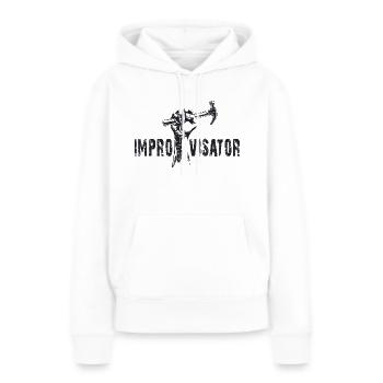 improvisateur - Sweat à capuche Premium bio Femme - blanc - Devant - Julia (174cm)