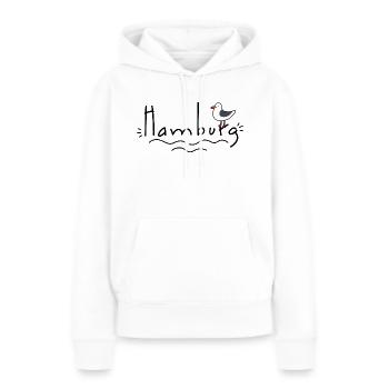 Hamburg mit Möwe - Frauen Premium Bio Hoodie - Weiß - Vorne - Julia (174cm)