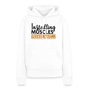 Installation musculaire - Sweat à capuche Premium bio Femme - blanc - Devant - Julia (174cm)