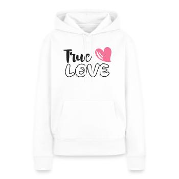 Amour sincère - Sweat à capuche Premium bio Femme - blanc - Devant - Julia (174cm)