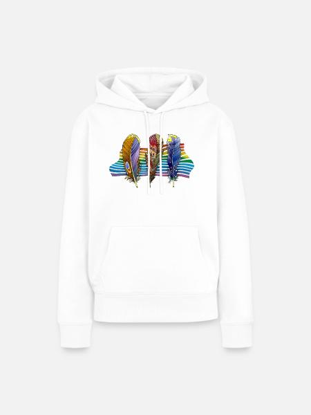 Feder - Frauen Premium Bio Hoodie - Weiß